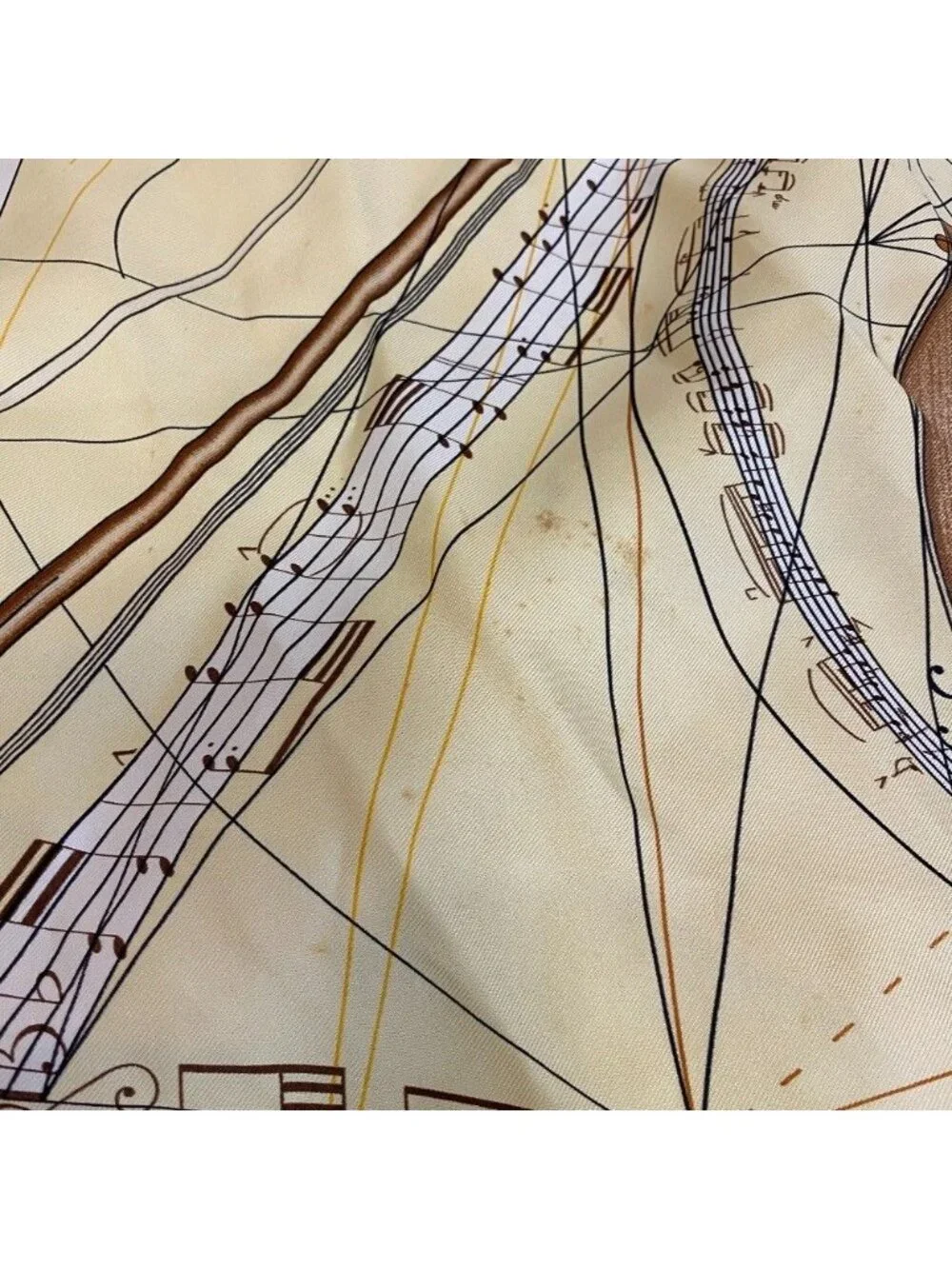Hermes la Musique Des Spheres Carre 90 Silk Scarf Yellow